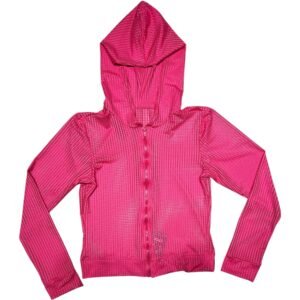 CASACO ROSA FEMININO CAPUZ FURADINHO